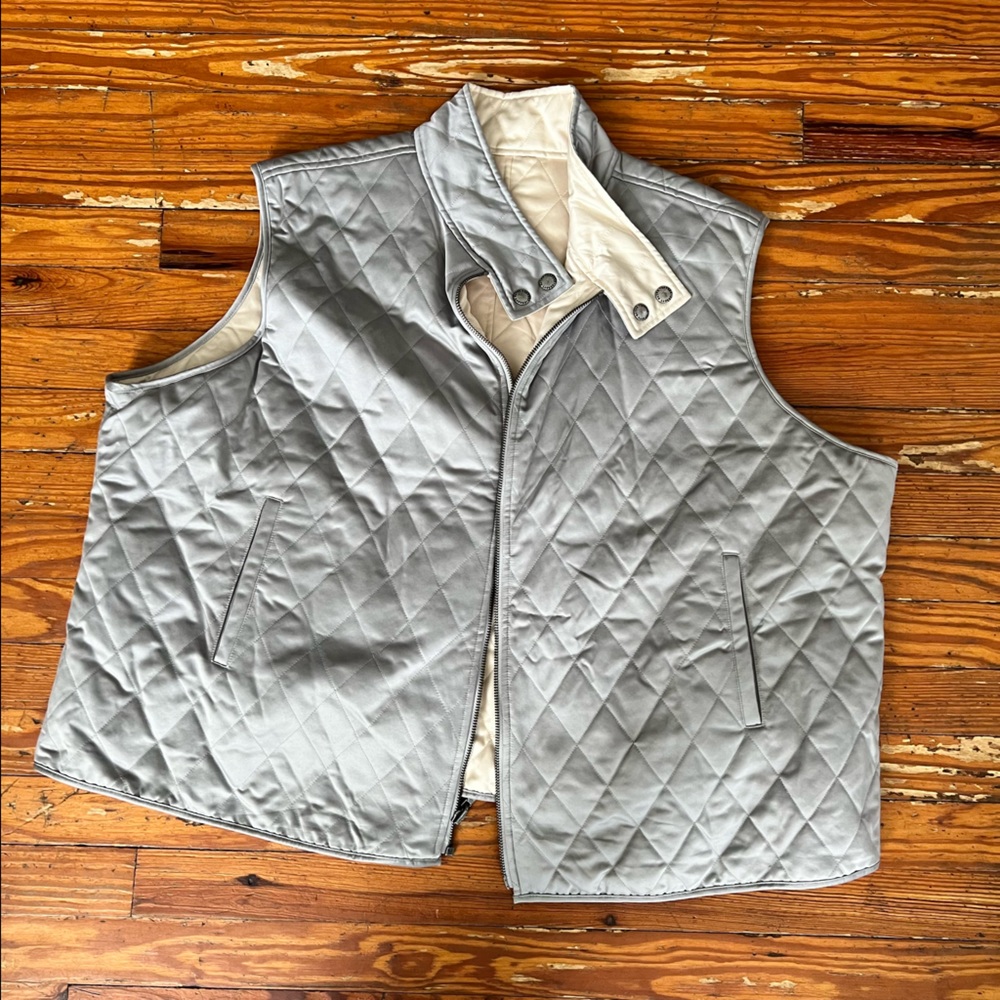 Silver champagne reversible quilted vest Lauren Ralph Lauren size 3X